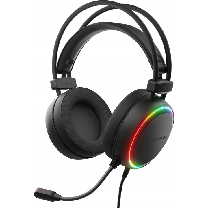 Genesis Neon 613 G2 RGB, Over-Ear-Kopfhörer mit Mikrofon-Hintergrundbeleuchtung schwarz