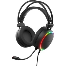 Genesis Neon 614 RGB USB supra-aural headphones with microphone and black backlighting.