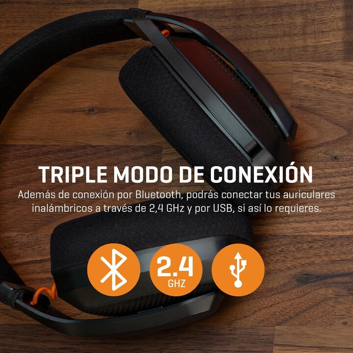 Cuffie da gioco wireless con microfono Krom Kanji/ Bluetooth/ USB 2.0/ Nero