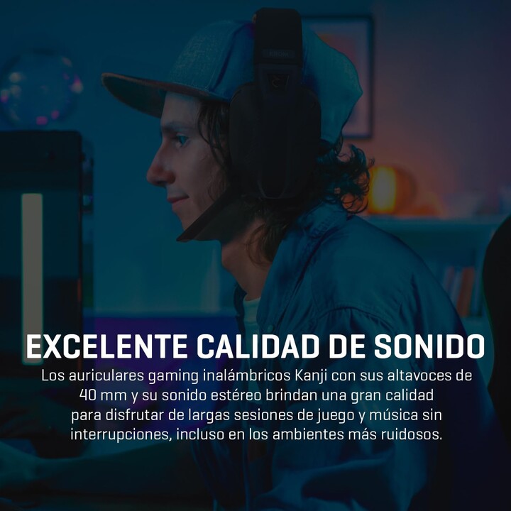 Auriculares Gaming Inalámbricos con Micrófono Krom Kanji/ Bluetooth/ USB 2.0/ Negros