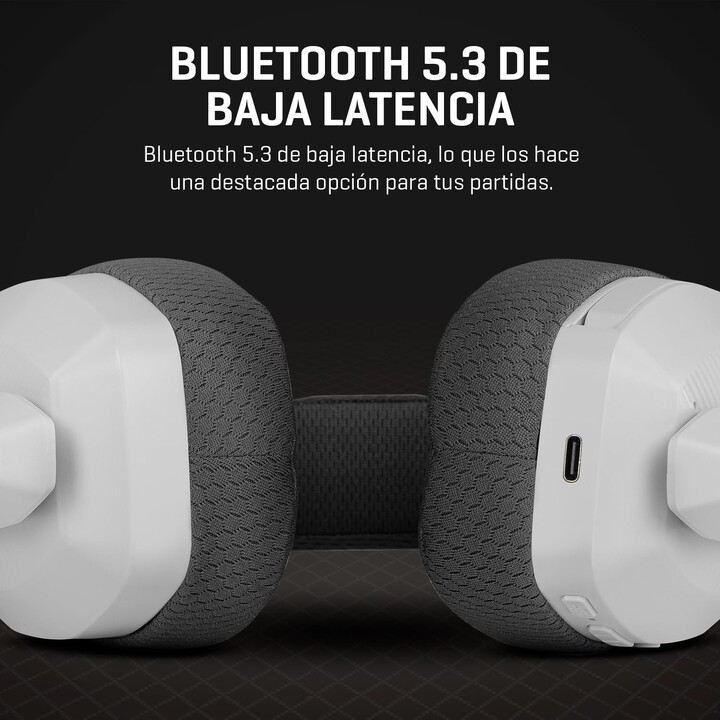 Casque de jeu sans fil avec microphone Krom Kanji/ Bluetooth/ USB 2.0/ Blanc