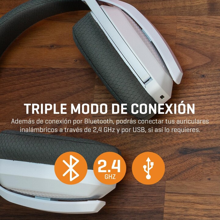 Casque de jeu sans fil avec microphone Krom Kanji/ Bluetooth/ USB 2.0/ Blanc