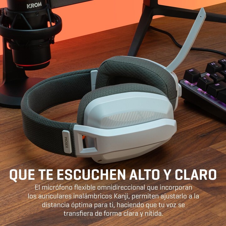 Wireless Gaming Headphones with Microphone Krom Kanji/ Bluetooth/ USB 2.0/ White
