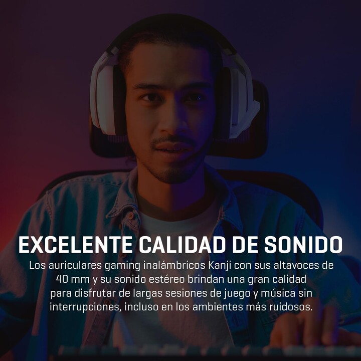 Casque de jeu sans fil avec microphone Krom Kanji/ Bluetooth/ USB 2.0/ Blanc