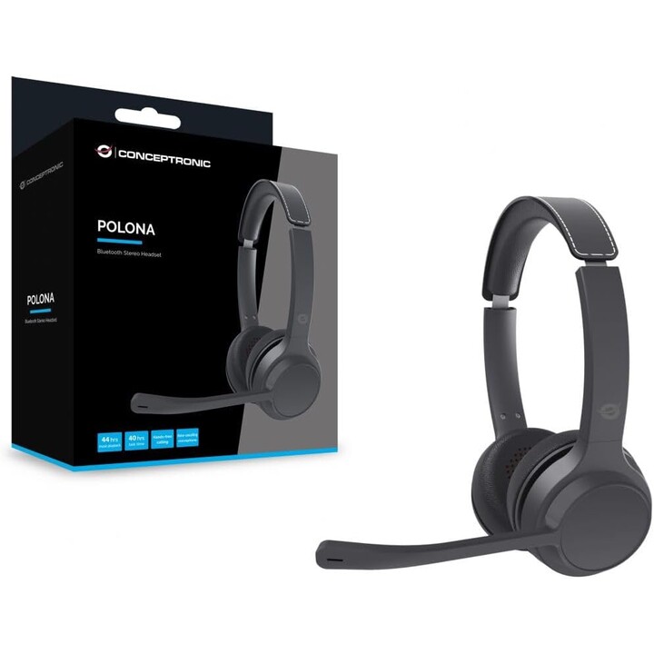 Conceptronic POLONA04B Fone de ouvido sem fio Headband USB-C Bluetooth Preto