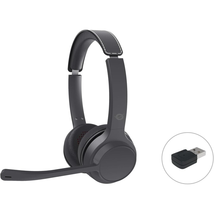 Conceptronic POLONA04BA – Bluetooth-Stereo-Headset mit USB-Audio-Adapter, Mikrofon mit Geräuschunterdrückung