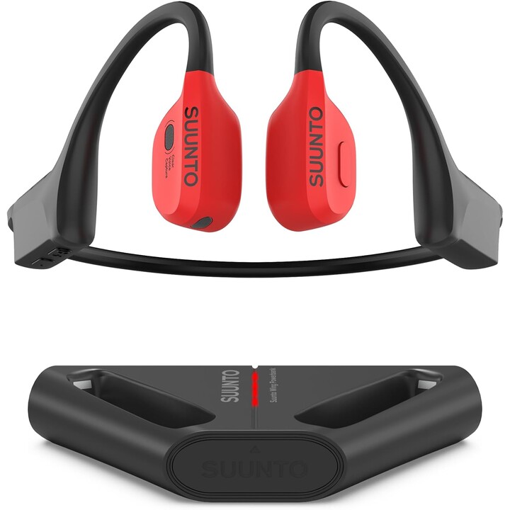 Auriculares deportivos de conducción de huesos de Suunto Wing, control avanzado de la cabeza, 30 h tiempo de juego, rojo