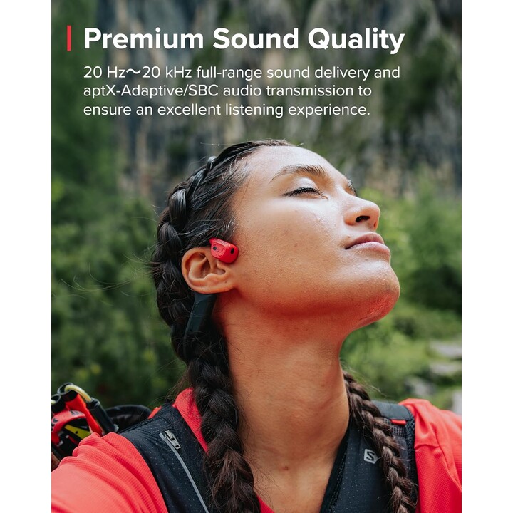 Fones de ouvido esportivos para condução do osso da asa Suunto, controle avançado da cabeça, 30h de reprodução, vermelho