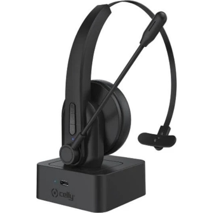 Celly SWHEADSETMONO Auriculares mono inalámbricos, negro, diadema ajustable