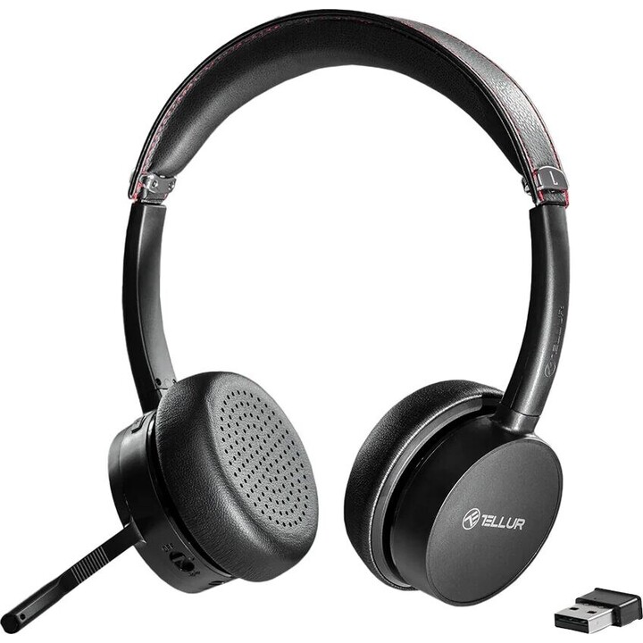 Auriculares inalámbricos Tellur Voice Pro para centro de llamadas, color negro.