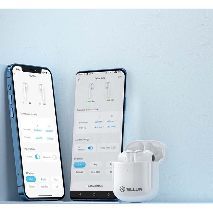 Auriculares inalámbricos Tellur Aura True Wireless APP blancos