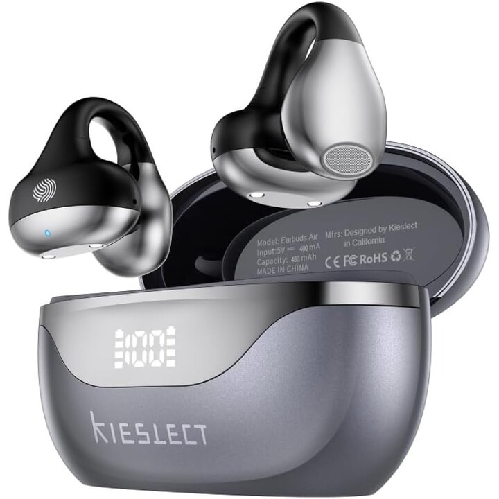 KIESLECT Wireless Earbuds Open - BT · Microphone · Charging Case · AI Translator App · Black