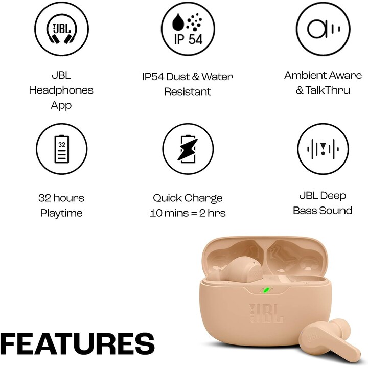 JBL Wave Beam Gold - Bluetooth Headset