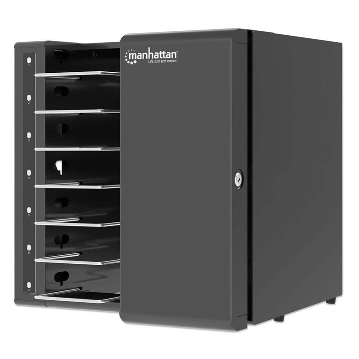 Manhattan Armario de carga de sobremesa USB-C 65W para 7 portátiles (hasta 16"), compatible con iPads, MacBooks y otros dis