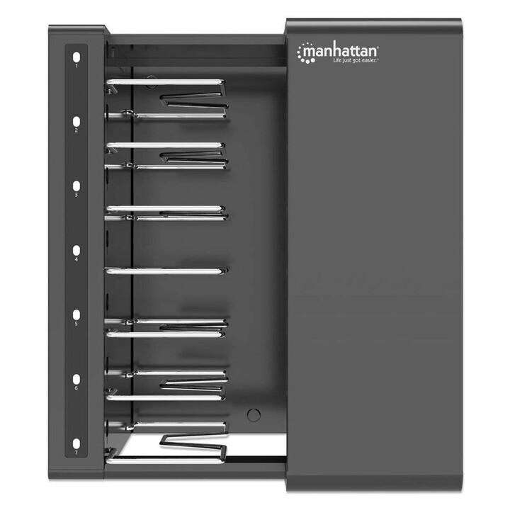 Manhattan Armoire de charge USB-C 65W de bureau 7 ordinateurs portables (jusqu’à 16"), compatible avec ordinateurs portables, iP