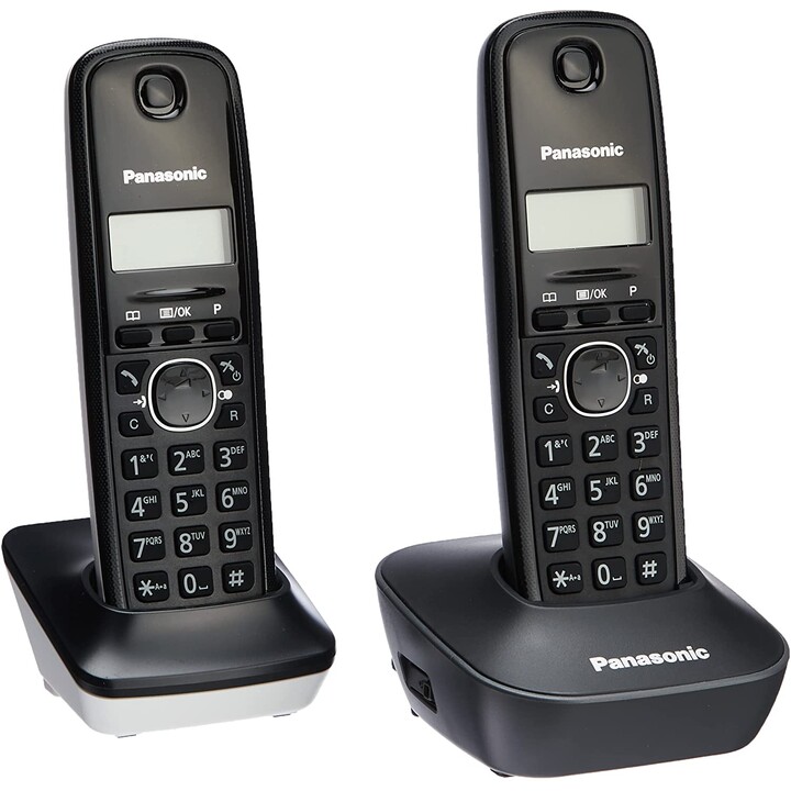 PANASONIC DECT WIRELESS PHONE KX-TG1612SP1 - DUO PACK (KX-TG1611 + SUPPLEMENT) - IDENTIFICATION CALLS- AGENDA 50 ENTRANCES - LCD