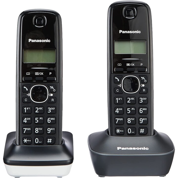 PANASONIC DECT WIRELESS PHONE KX-TG1612SP1 - DUO PACK (KX-TG1611 + SUPPLEMENT) - IDENTIFICATION CALLS- AGENDA 50 ENTRANCES - LCD
