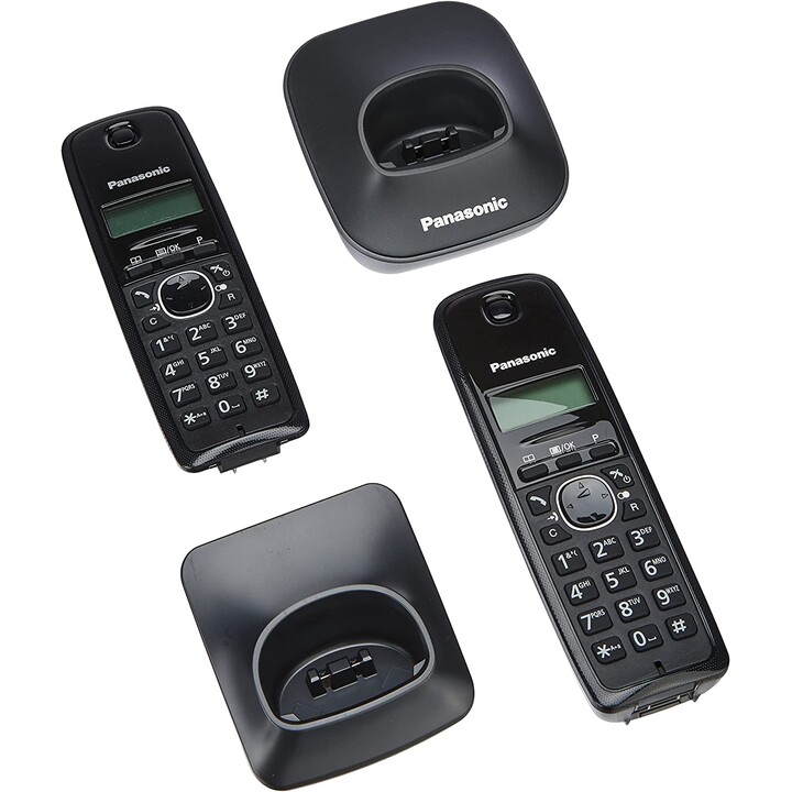 PANASONIC DECT WIRELESS PHONE KX-TG1612SP1 - DUO PACK (KX-TG1611 + SUPPLEMENT) - IDENTIFICATION CALLS- AGENDA 50 ENTRANCES - LCD