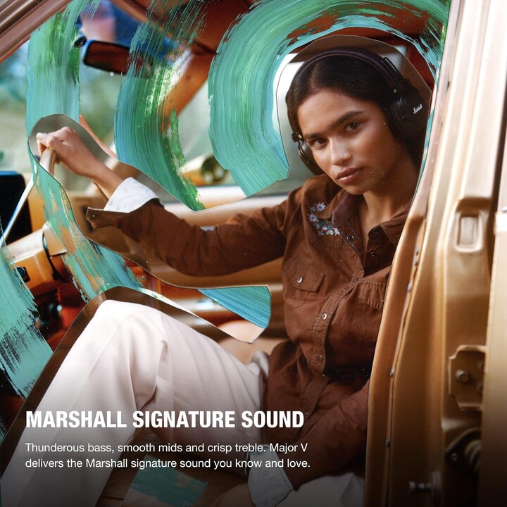 Marshall Major V Écouteurs Bluetooth, 100 heures Playtime - Brun