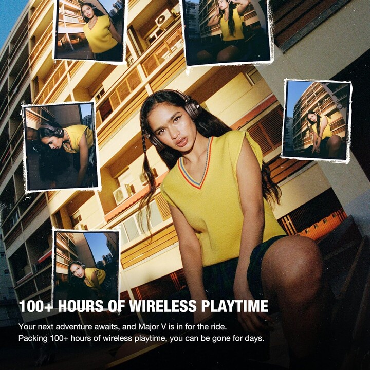 Marshall Major V Fones de ouvido Bluetooth, 100 horas Playtime - Marrom