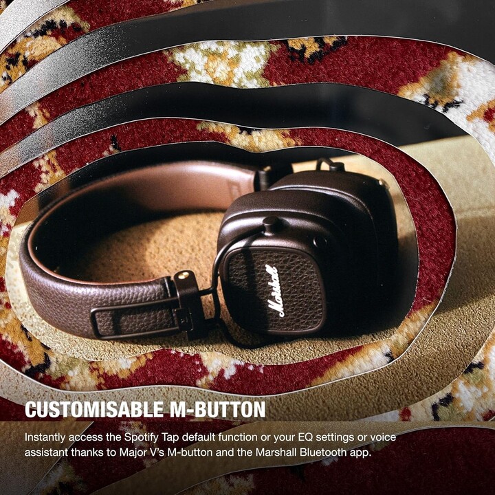 Marshall Major V Bluetooth -Kopfhörer, 100 Stunden Playtime - Braun