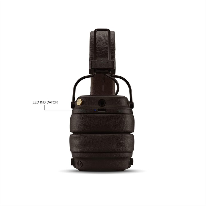Marshall Major V Cuffie Bluetooth, 100 ore Playtime - Marrone