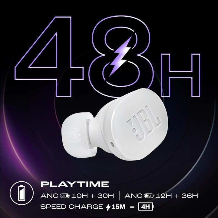 Auriculares JBL Tune Buds, Bluetooth e Inalámbricos, Resistentes al Agua y Cancelación de Ruido, Blancos