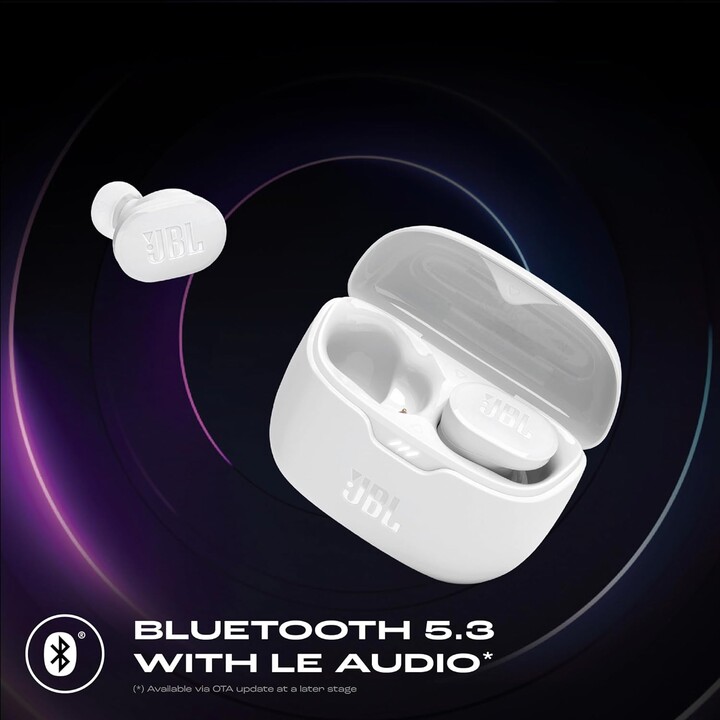 Écouteurs JBL Tune Buds, Bluetooth et sans fil, résistants à l'eau et antibruit, blancs