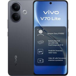 Vivo V70 Lite 5G, 6 GB 128 GB, AMOLED da 6,77 pollici, 6500 mAh, nero