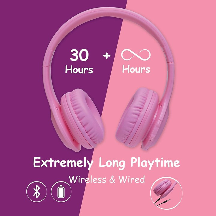 PowerLocus PLED RGB Rosa - Auriculares Inalámbricos para Niños
