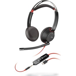 POLY Blackwire 5220 Auriculares Alámbrico Diadema Llamadas/Música USB Tipo C Negro, Rojo