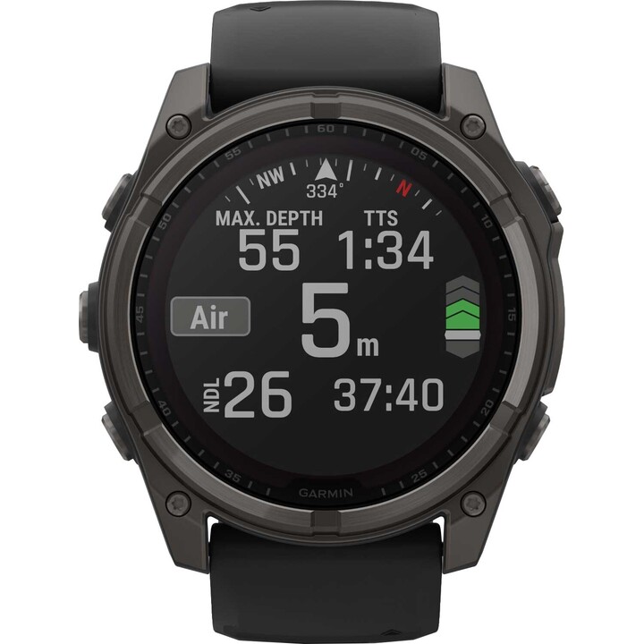 Garmin Fenix ​​8-51 mm solar, altavoz y micrófono incorporados, linterna LED incorporada, gris de carbono