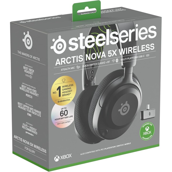 SteelSeries Arctis Nova 5X Wireless Xbox Gaming Headset – Neodym-Magnettreiber – über 100 Audiovoreinstellungen