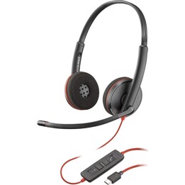 Auriculares estéreo USB-C Poly Blackwire 3220 + adaptador USB-C/A