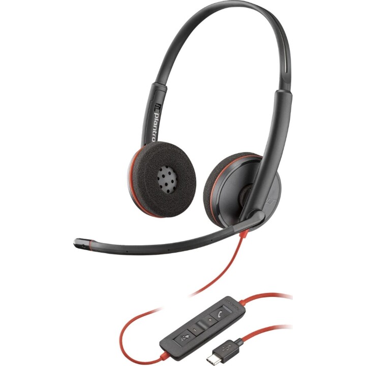 Auriculares estéreo USB-C Poly Blackwire 3220 + adaptador USB-C/A