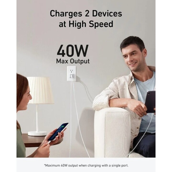 Chargeur mural Anker 521 Nano Pro/ 2xUSB Type-C/ 40W