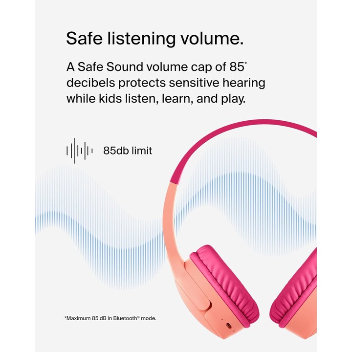 Belkin SOUNDFORM Mini BT Auriculares supraaurales para niños, rosa
