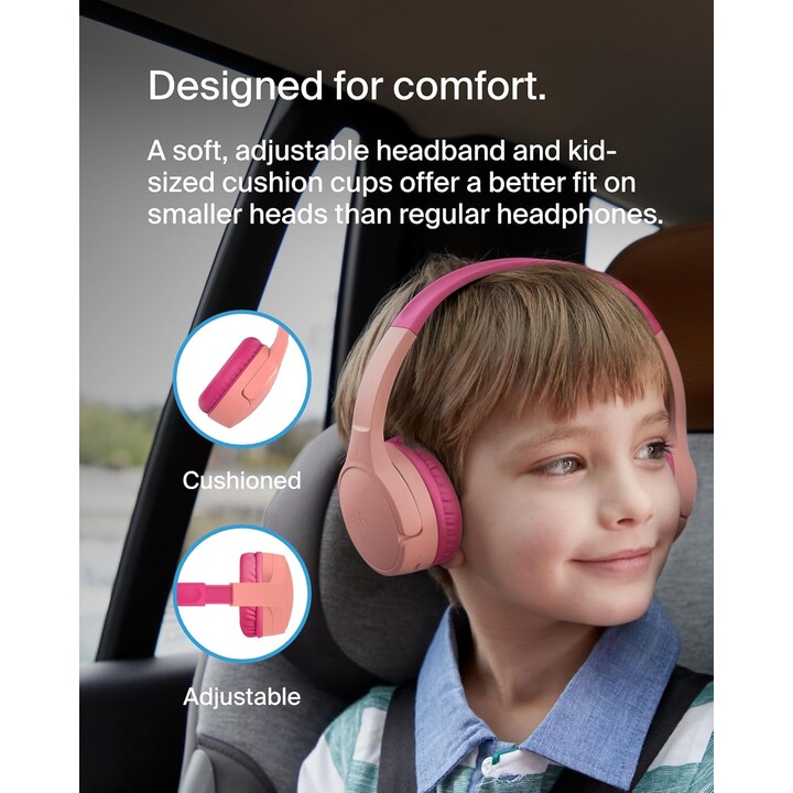 Belkin SOUNDFORM Mini BT Auriculares supraaurales para niños, rosa
