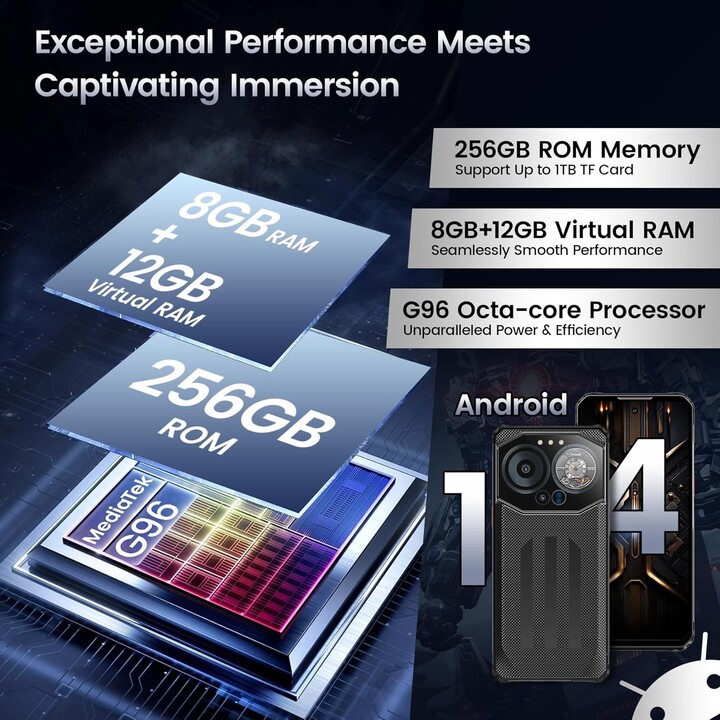 IIIF150 B3, teléfono resistente, pantalla de 6.6 pulgadas, 8GB de RAM, almacenamiento de 256 GB, color gris