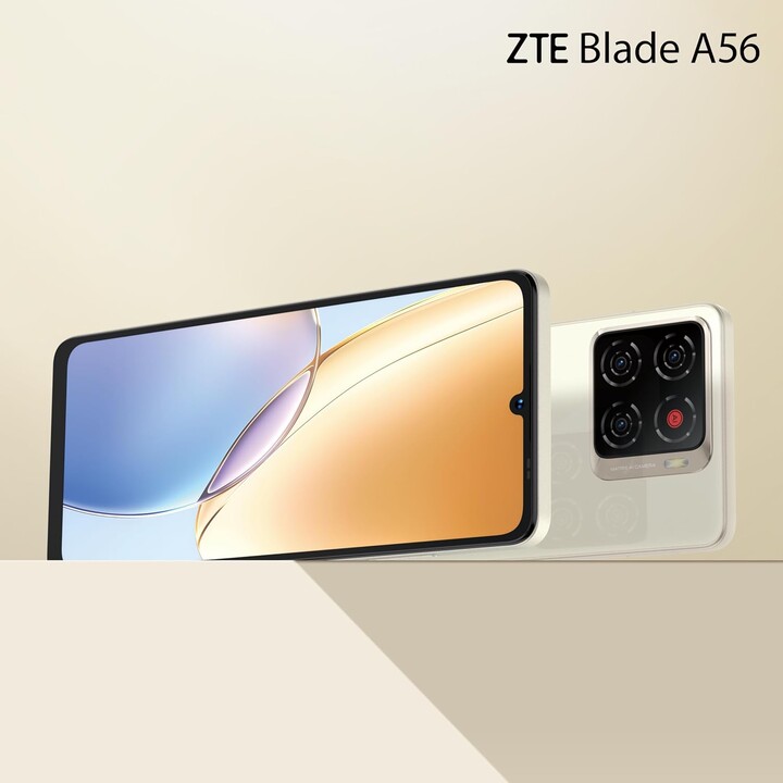 ZTE Blade A56, 4GB RAM + 64GB, 6.75-inch HD+ Display (90Hz), 13MP + 8MP AI Camera, 4G Dual SIM, Gold