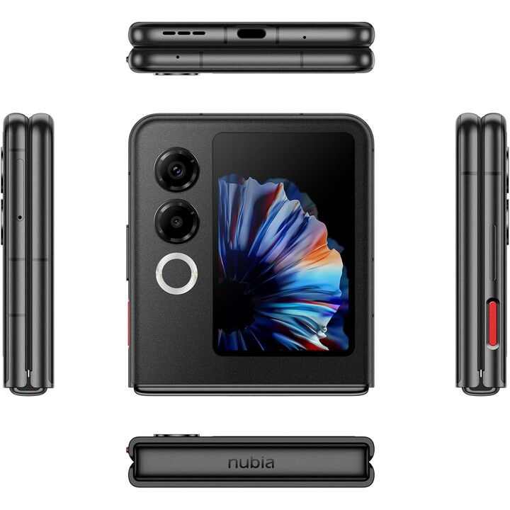 ZTE Nubia Flip 2 5G, 8GB + 256GB, teléfono inteligente plegable con IA, 6.9 120Hz FHD + pantalla AMOLED, 50MP, negro