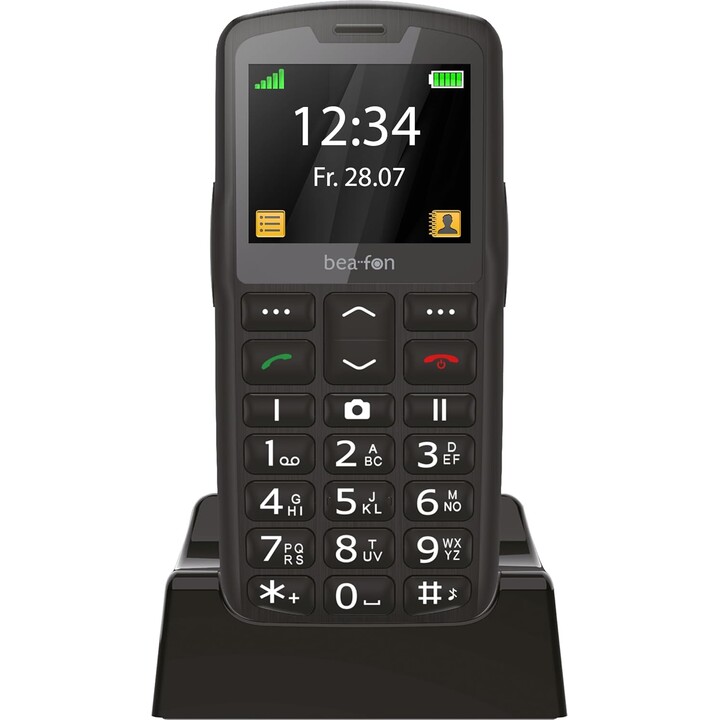 Beafon SL260 Silverline, Bartype, teléfono senior, botón de emergencia MOT SOS, 5.59 cm (2.2), negro