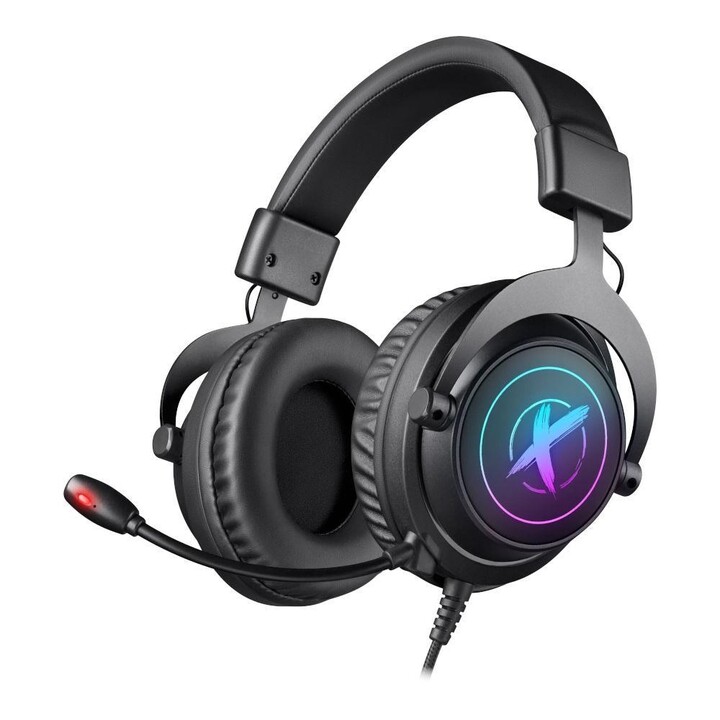 Fone de ouvido para jogos Defender EPIC PRO 7.1 com som surround virtual, retroiluminação RGB e microfone, com conexão USB.