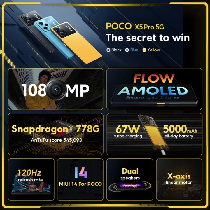 Xiaomi Poco X5 Pro 5G 6GB/128GB Dual Sim Amarillo