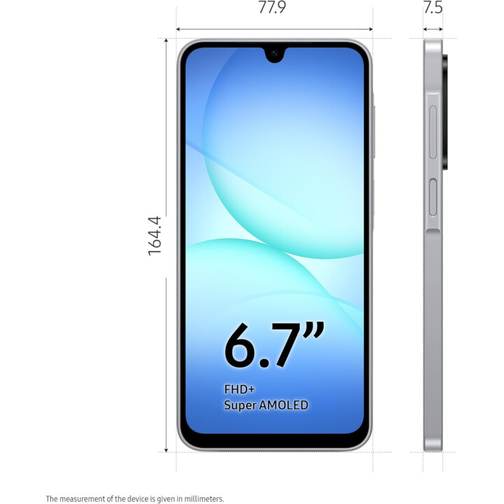 Samsung Galaxy A17 4G, 8 Go de RAM 256 Go, smartphone AI, cadre fin 7,5 mm, appareil photo 50 MP, 5 000 mAh, gris