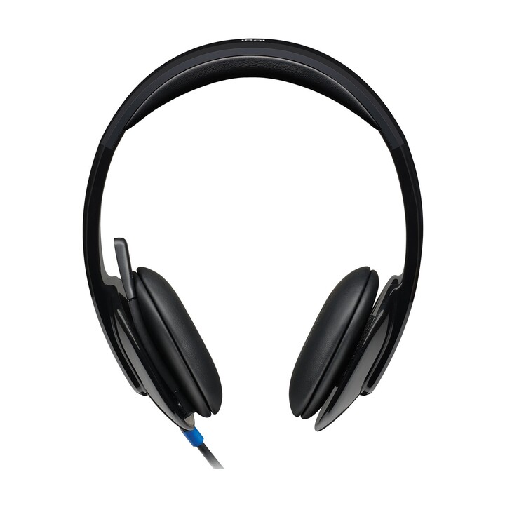 Fones de ouvido Logitech H540 com microfone, USB, pretos