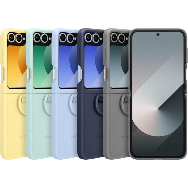 Capa oficial de silicone Samsung Galaxy com anel para Galaxy Z Flip6, azul