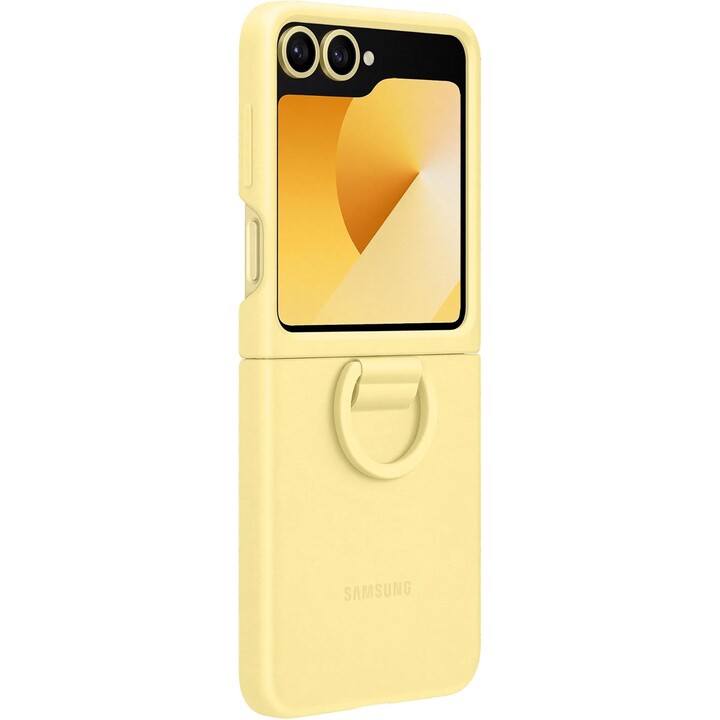 Coque en silicone officielle Samsung Galaxy avec anneau pour Galaxy Z Flip6, jaune