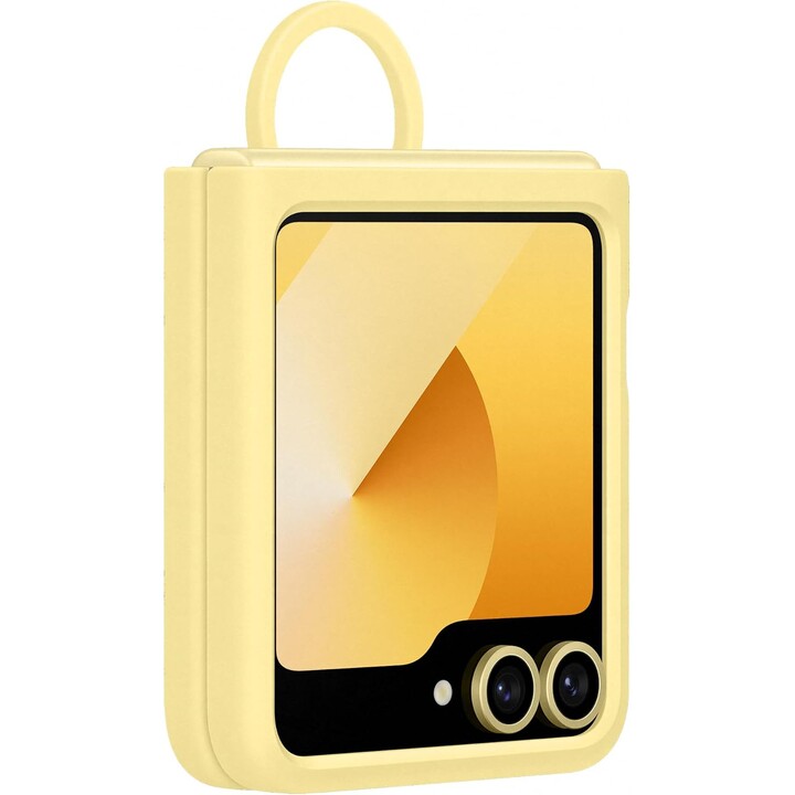 Coque en silicone officielle Samsung Galaxy avec anneau pour Galaxy Z Flip6, jaune
