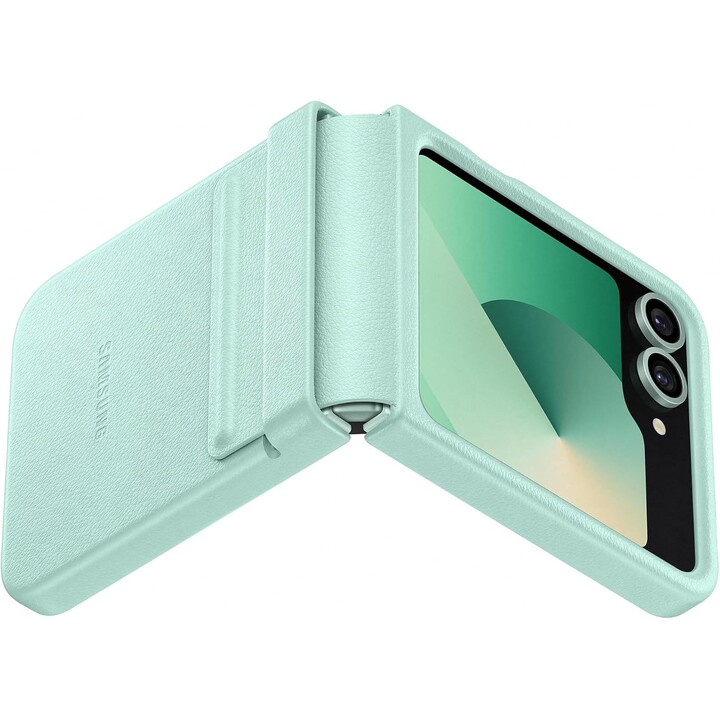 Capa oficial de couro sintético Samsung Galaxy para Galaxy Z Flip6, menta